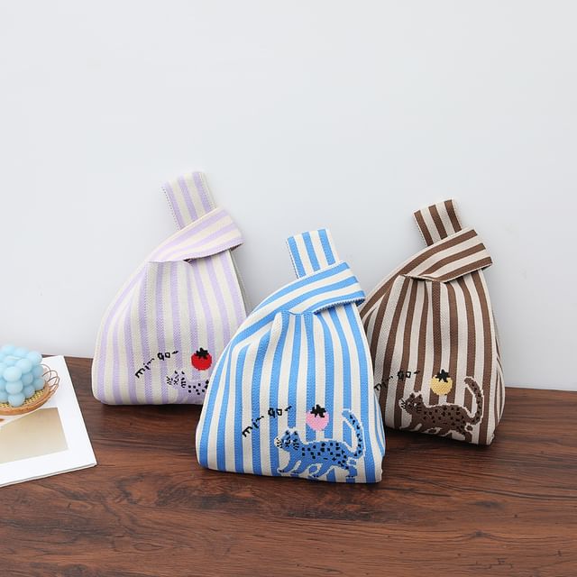 Cat Jacquard Knit Tote Bag