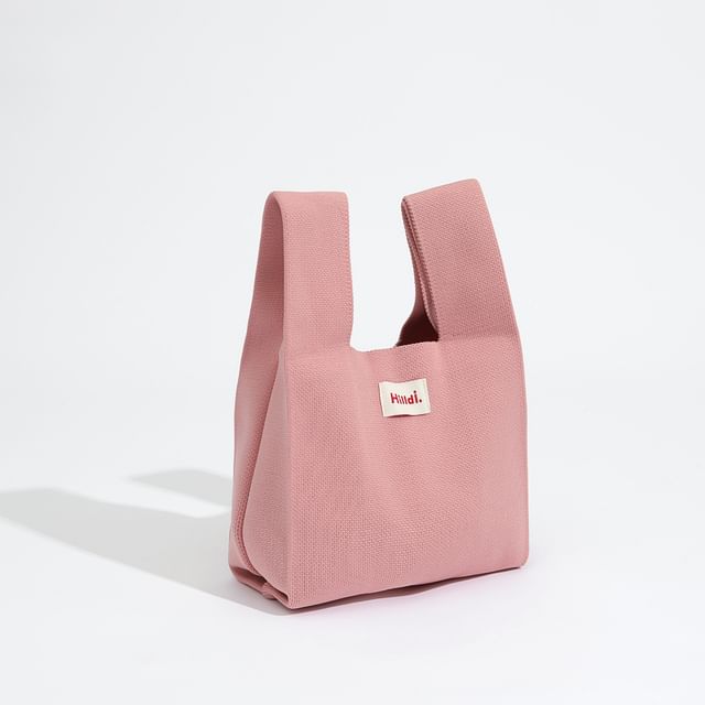 Lettering Applique Knit Tote Bag