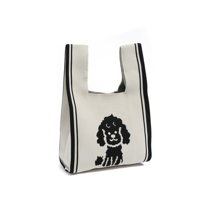 Dog Jacquard Knit Tote Bag
