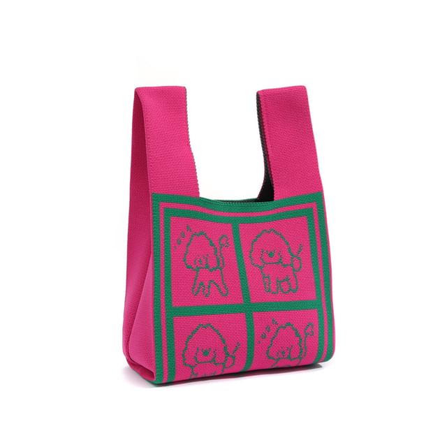 Dog Jacquard Knit Tote Bag