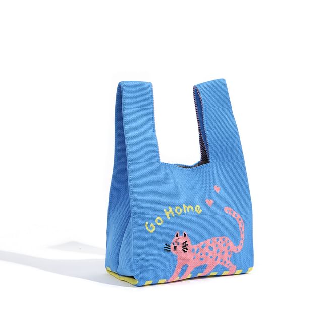 Cartoon Jacquard Knit Tote Bag