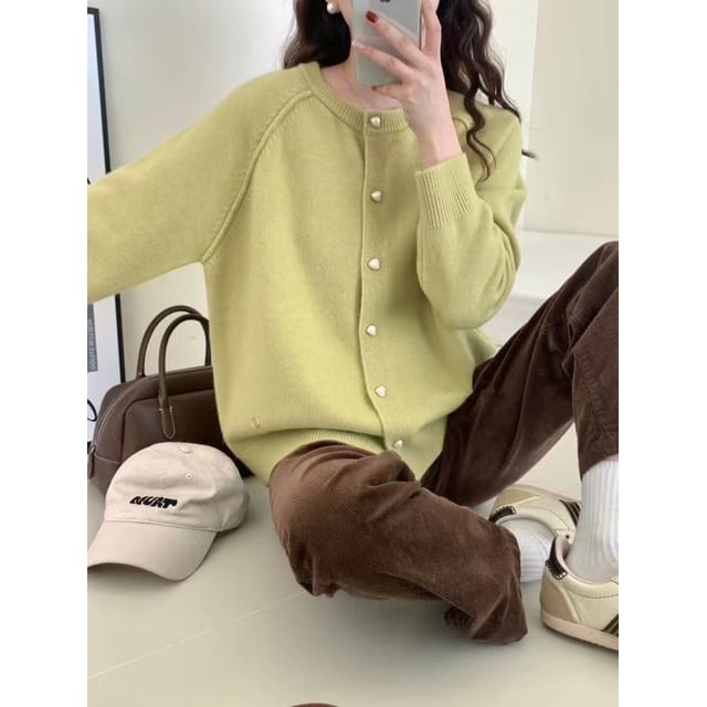 Plain Button-Up Cardigan