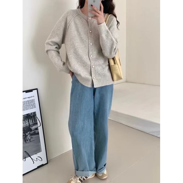 Plain Button-Up Cardigan