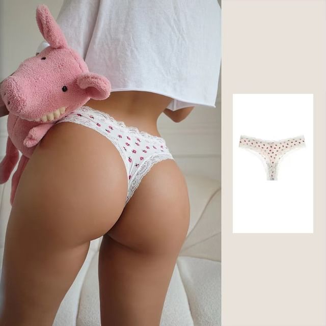 Set: Print Lace Thongs