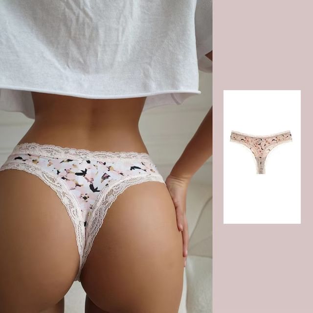 Thongs Set: Lace Print