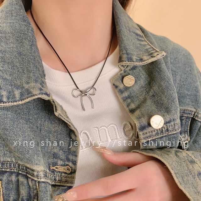 Cord Necklace Bow Pendant