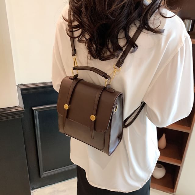 Faux Leather Backpack Flap