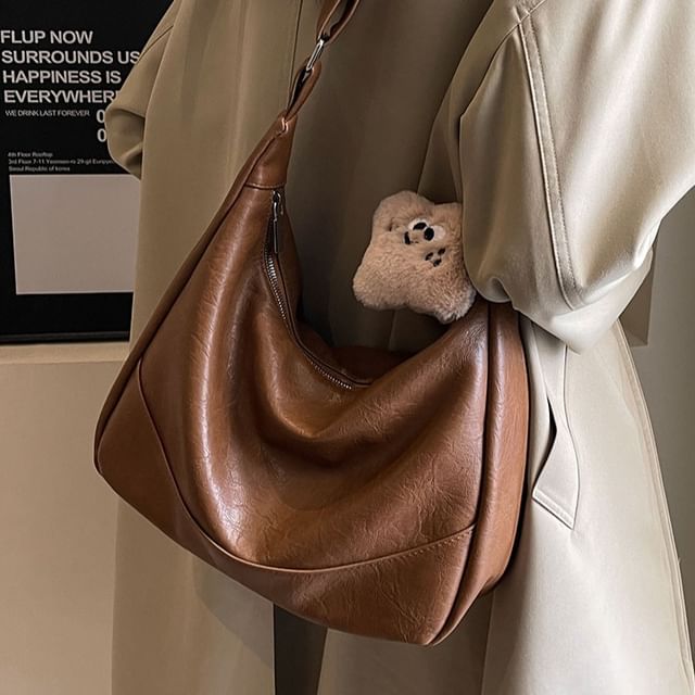 Faux Bag Leather Shoulder Plain