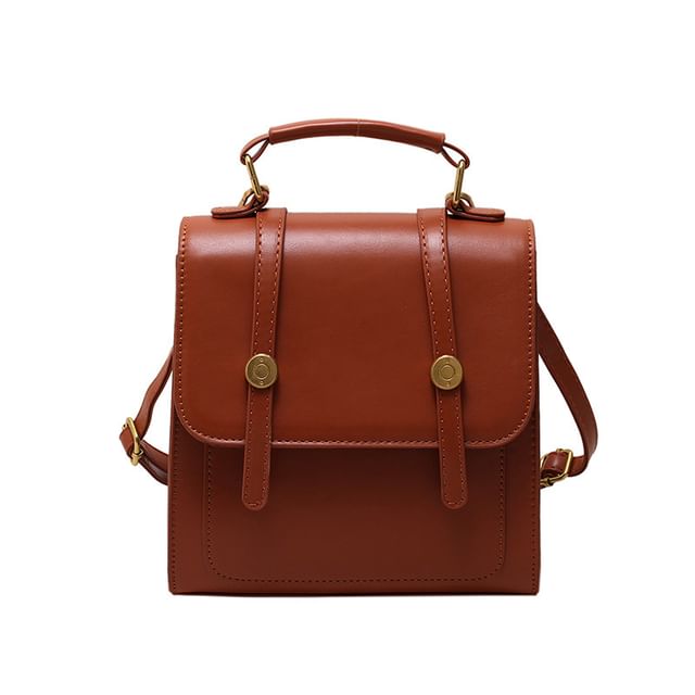 Faux Leather Backpack Flap