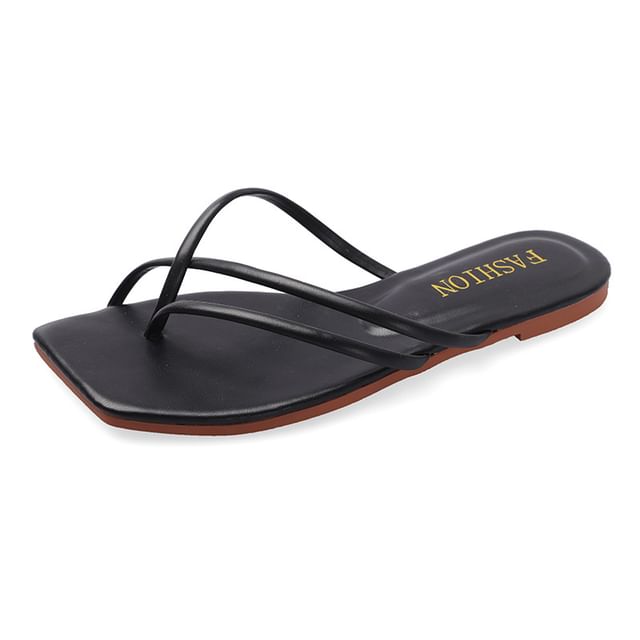 Slide Sandals Toe-Loop Square-Toe
