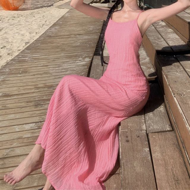 Mermaid Dress Maxi Spaghetti Plain Strap