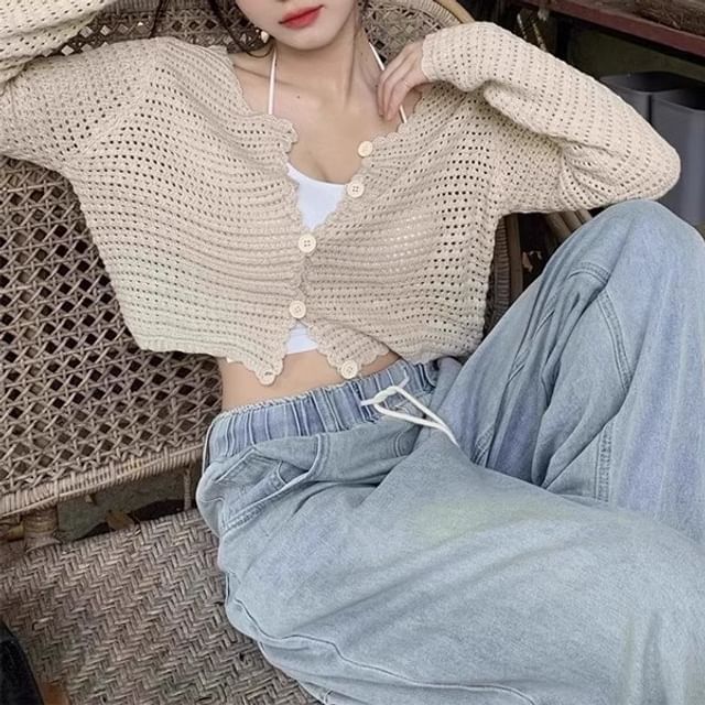 Top V-Neck Crop Plain