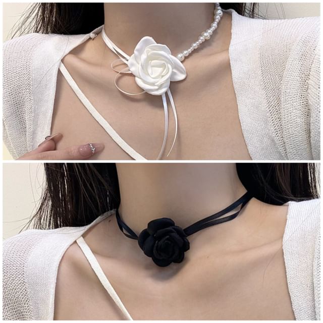 Ribbon Rose Choker