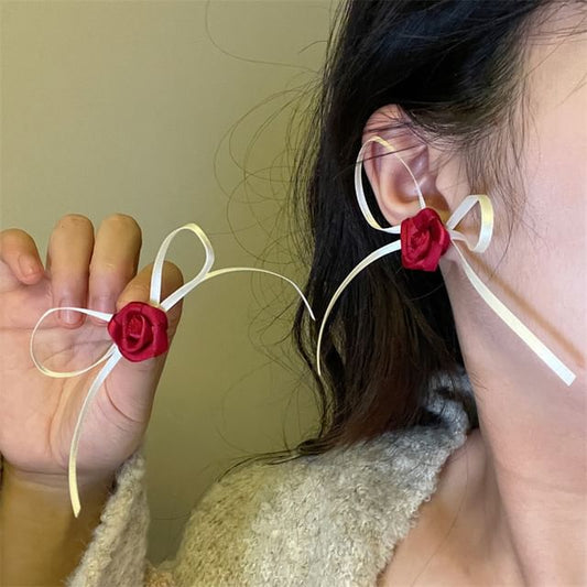Ribbon Earring Stud Rose