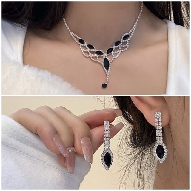 Necklace Drop Rhinestone Pendant / Earring