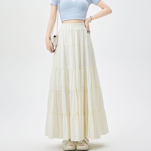 Skirt Maxi A-Line High Plain Waist