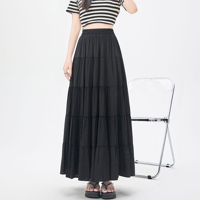 Skirt Maxi A-Line High Plain Waist