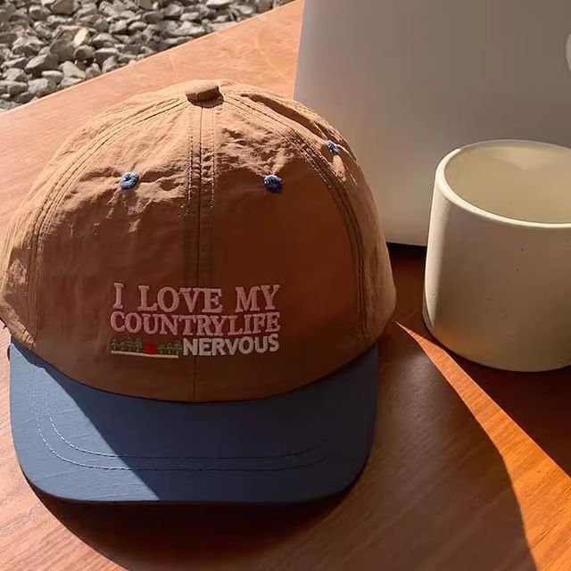 Embroidered Brim Panel Lettering Cap Color Short