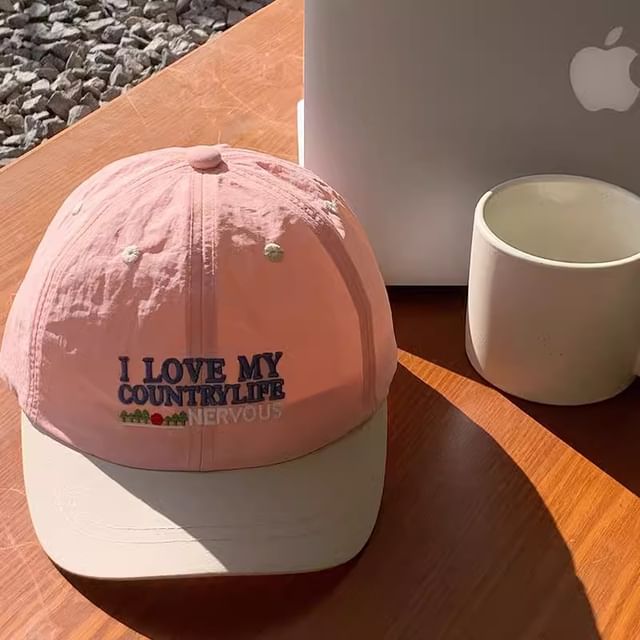 Embroidered Brim Panel Lettering Cap Color Short