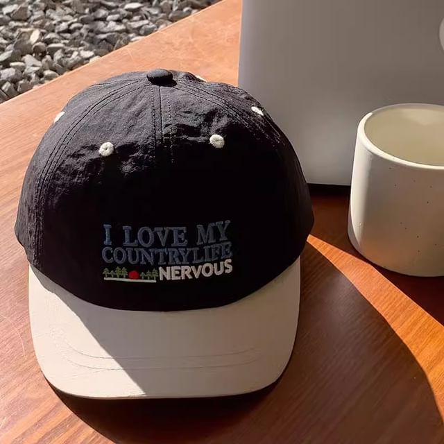 Embroidered Brim Panel Lettering Cap Color Short