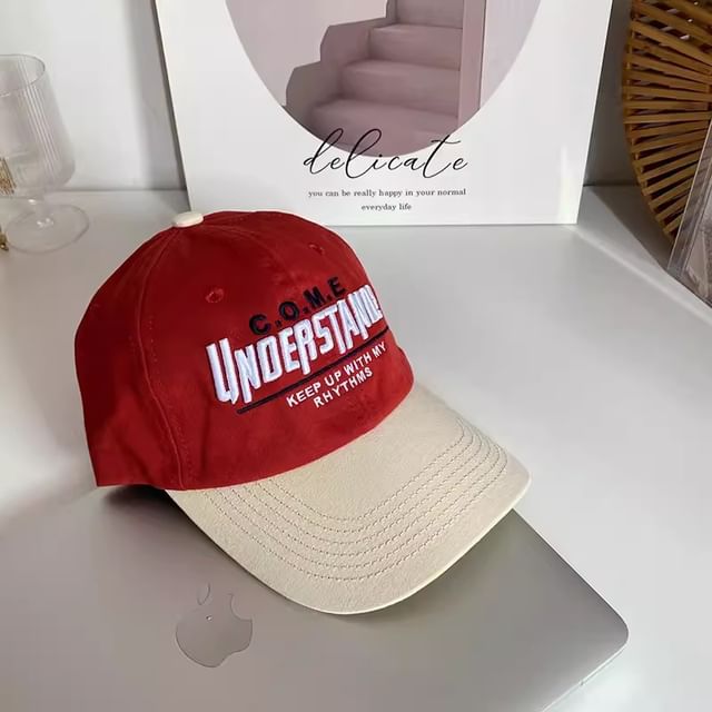 Lettering Embroidered Baseball Color Cap Panel