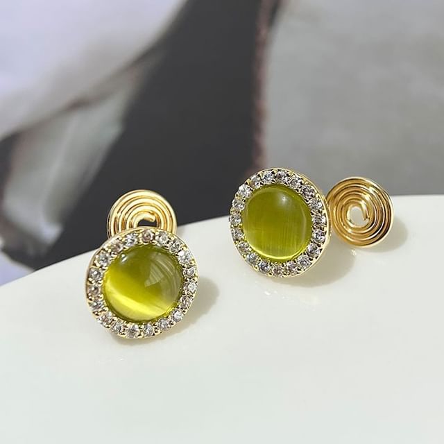 Cat Rhinestone Eye Faux Ear Cuff Stone Alloy