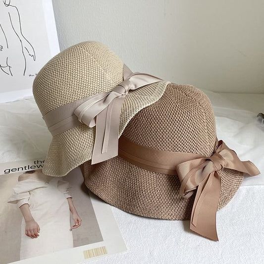 Linen Cotton Hat Bucket Ribbon