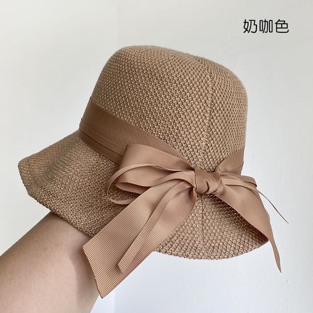 Linen Cotton Hat Bucket Ribbon