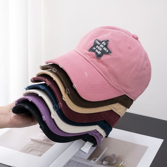 Distressed Baseball Star Cap Applique