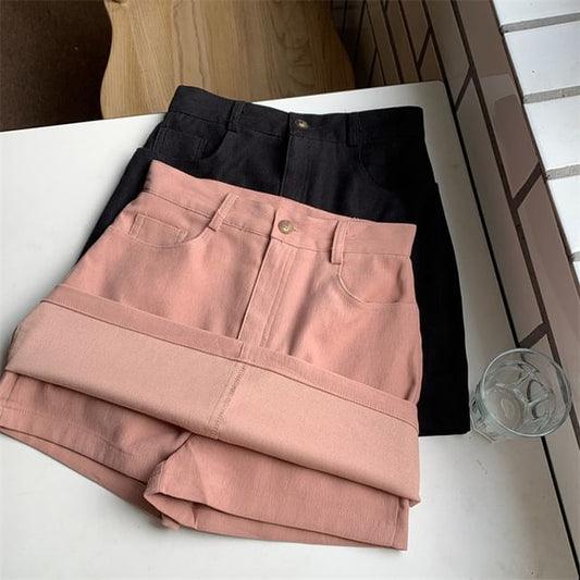 Skirt Mini Plain High Waist A-Line