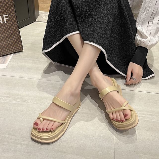 Slide Sandals Toe Platform Loop