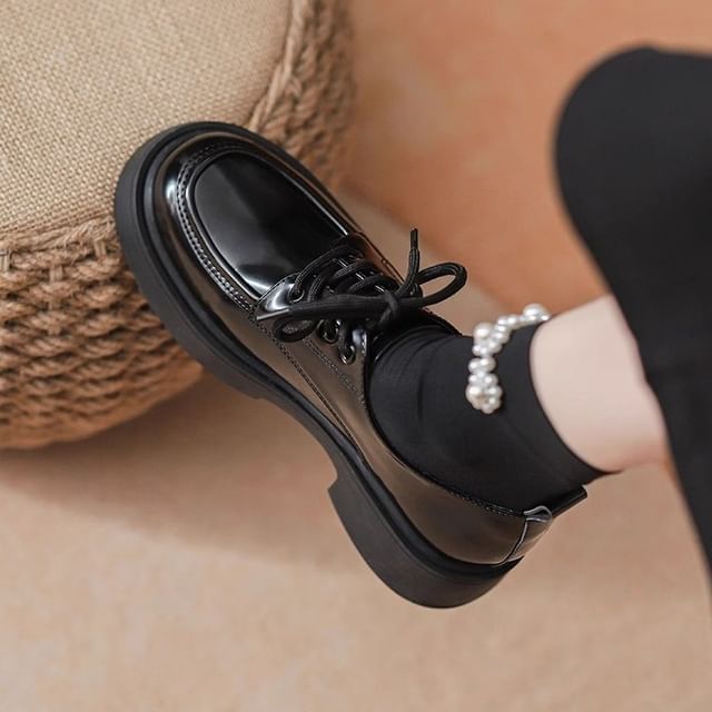 Chunky Lace-Up Platform Shoes Heel