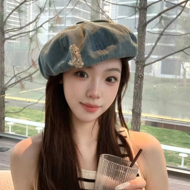 Beret Distressed Denim