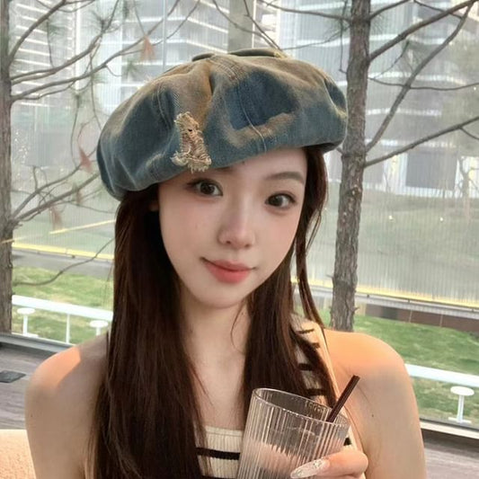 Beret Distressed Denim