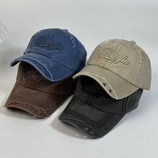 Cap Distressed Letter Baseball Embroidered