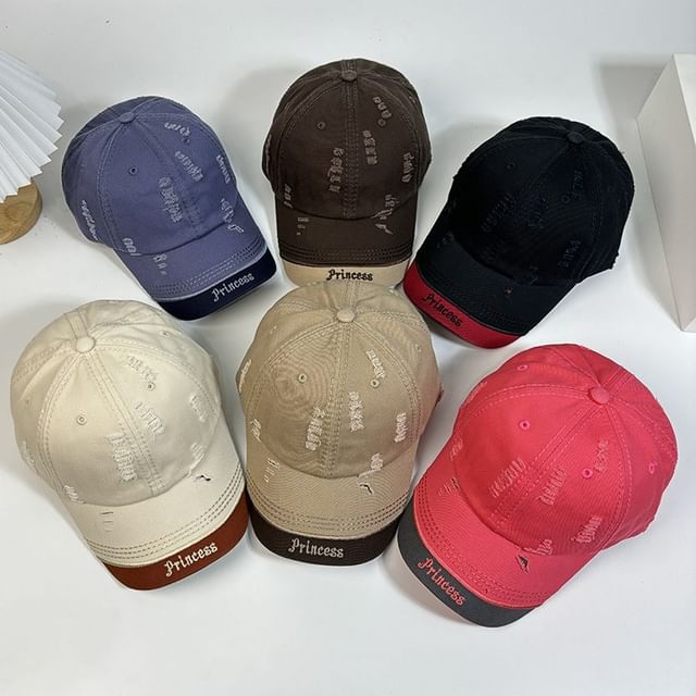 Letter Cap Distressed Baseball Embroidered