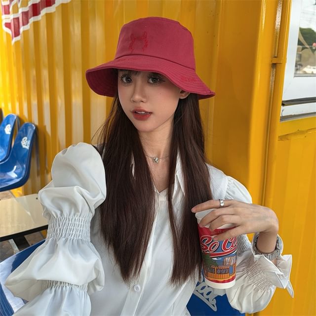 Embroidered Cartoon Hat Bucket