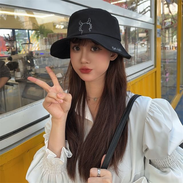 Embroidered Cartoon Hat Bucket