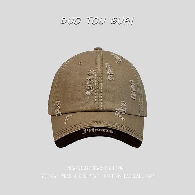 Letter Cap Distressed Baseball Embroidered