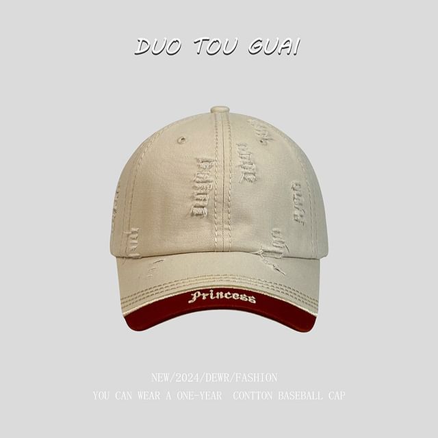 Letter Cap Distressed Baseball Embroidered