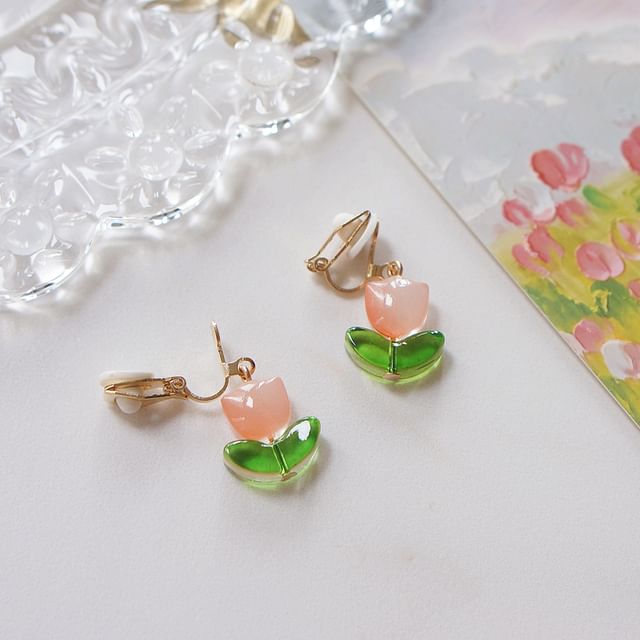 Tulip Alloy Drop Earring