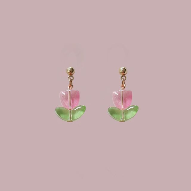 Tulip Alloy Drop Earring