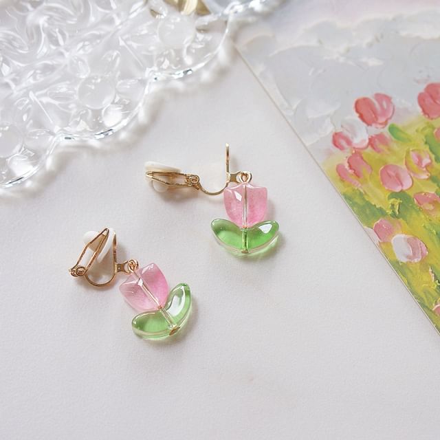 Tulip Alloy Drop Earring