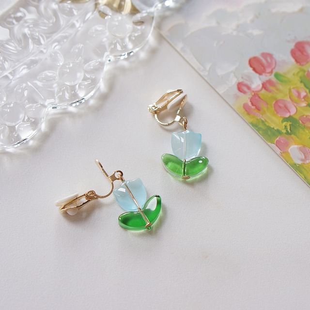 Tulip Alloy Drop Earring