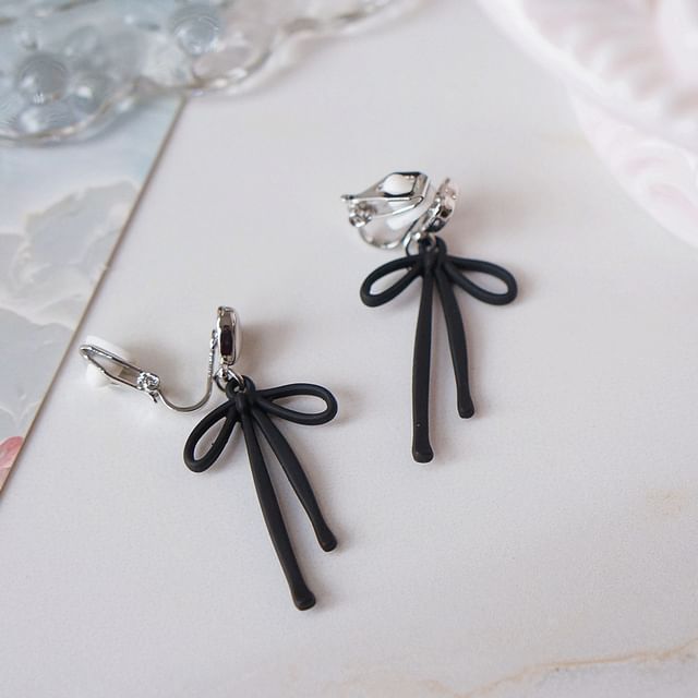 Earring Bow Heart Drop Alloy