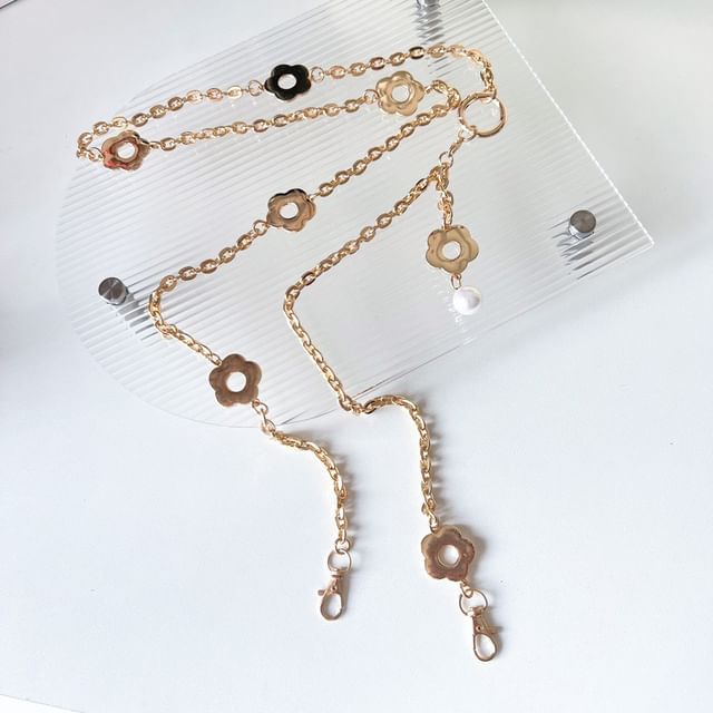 Floral Lanyard Faux Pearl Phone Alloy