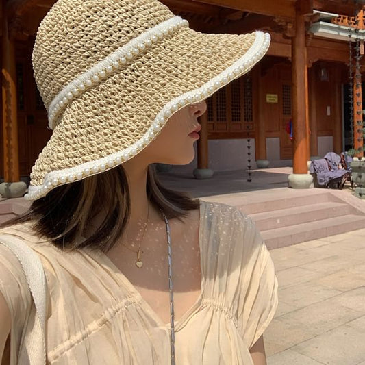 Pearl Sun Faux Hat Straw