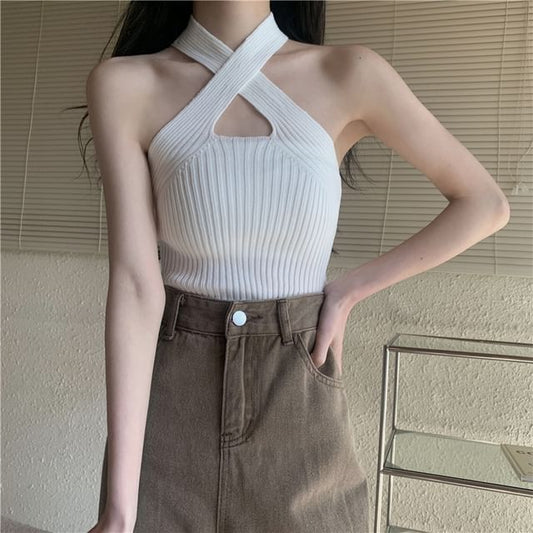 Plain Top Crop Cross Strap