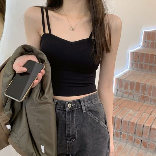 Top Plain Strappy Crop