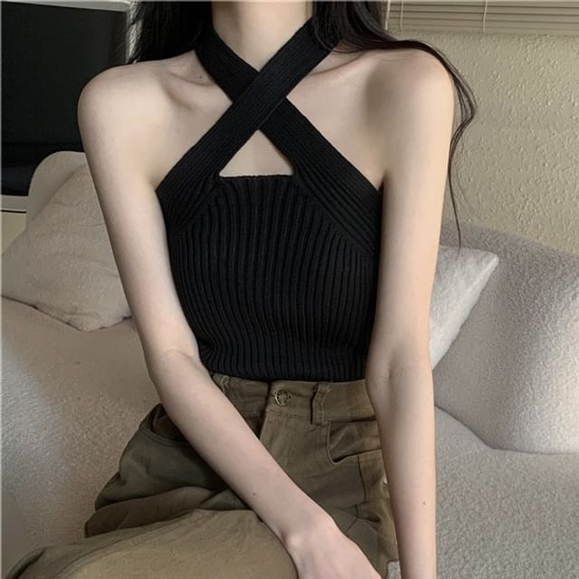 Plain Top Crop Cross Strap
